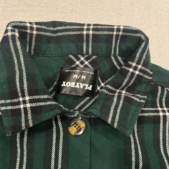 [M]Playboy Green Plaid Men's Shirt - Picture 3 of 9